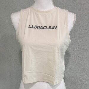 Cream Cropped Muscle Tank